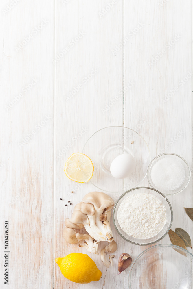 The cooking mushroom oyster mushrooms on white The cooking mushroom oyster mushrooms on white