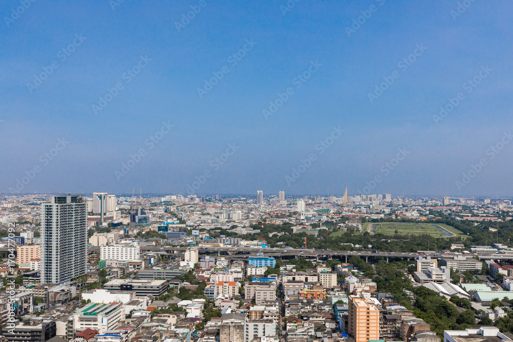 Modern architecture, Cityscape of Bangkok with Blue sky