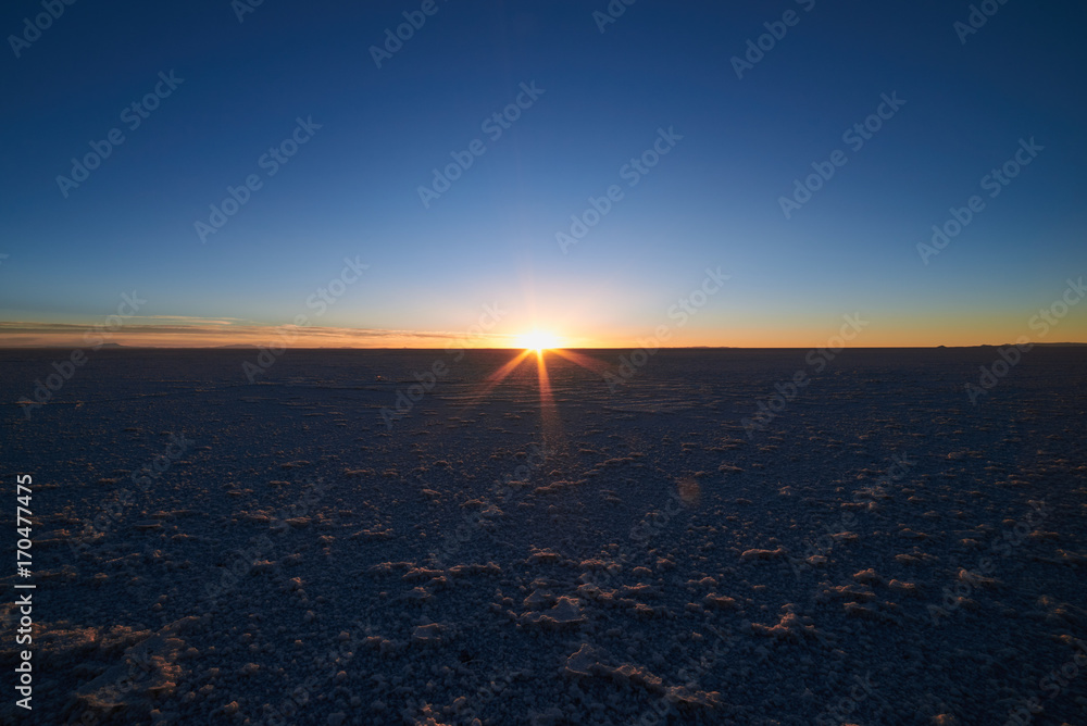 Sunrise at Salar de Uyuni, Uyuni salt flats, Bolivia