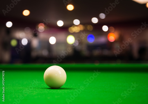 White snooker ball on snooker table