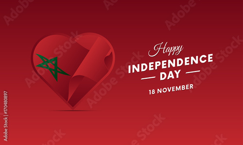 Banner or poster of Morocco independence day celebration. Waving flag. Vector illustration.