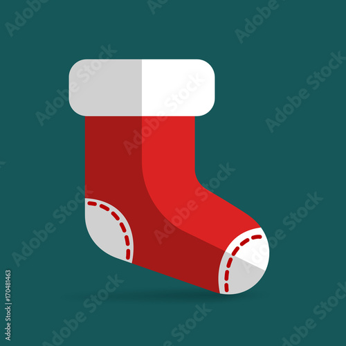 Red christmas stocking for gifts.