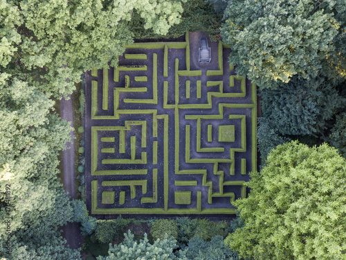 Aerial view of maze in the Anholt castle park photo