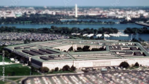 Aerial establishing shot of the Pentagon in Washington, DC. 4K UHD.