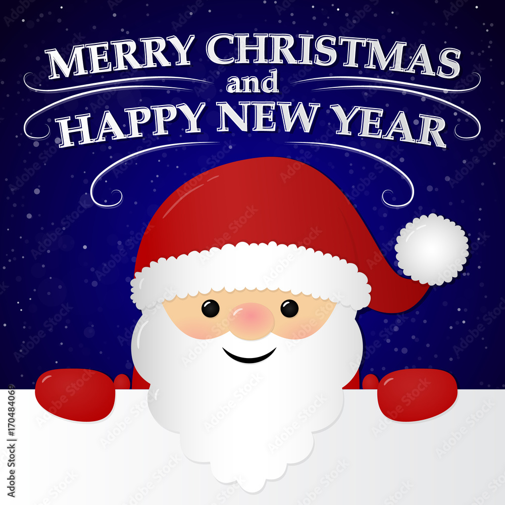 Concept of Christmas card with smiley Santa Claus. Vector. Concept of Christmas card with smiley Santa Claus. Vector.