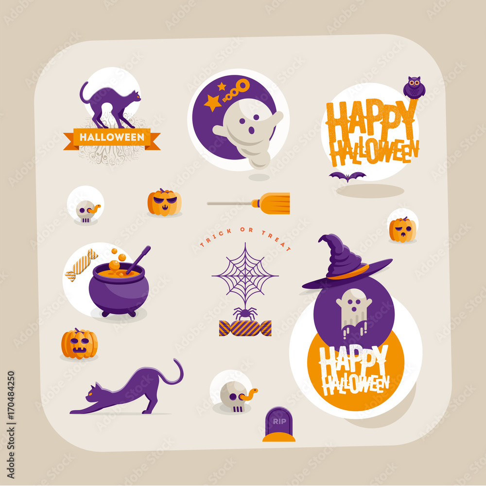Naklejka premium Vector Halloween symbol design set