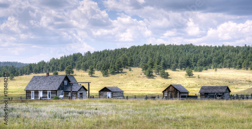 View of the 1878 A.D. Adeline Hornbek Homestead, a part of the Florissant Fossil Beds National Monument, neat Florissant, Colorado, U.S.A.