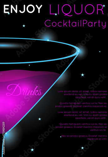 Bright pink cocktail in martini glass half