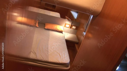 Main stairs and master cabin on luxury yacht.