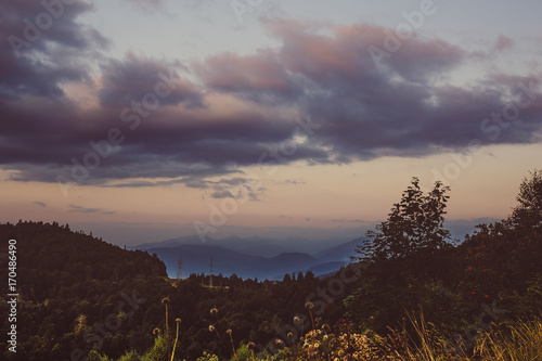 Panoramic view of Caucasian mountains © DedMityay