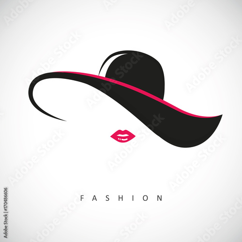 fashion lady mit hut und pinken lippen