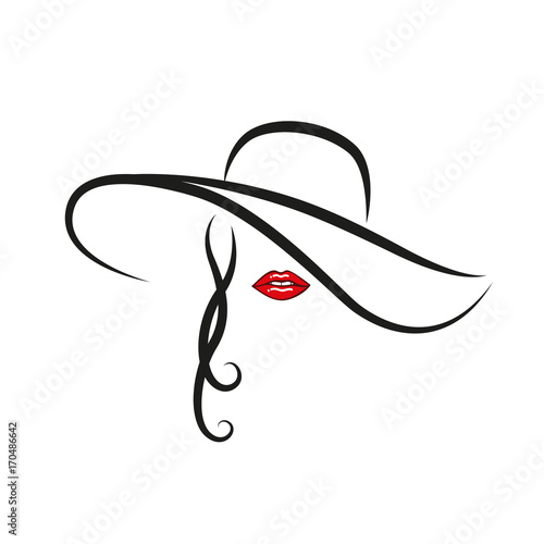 lady mit hut und roten lippen