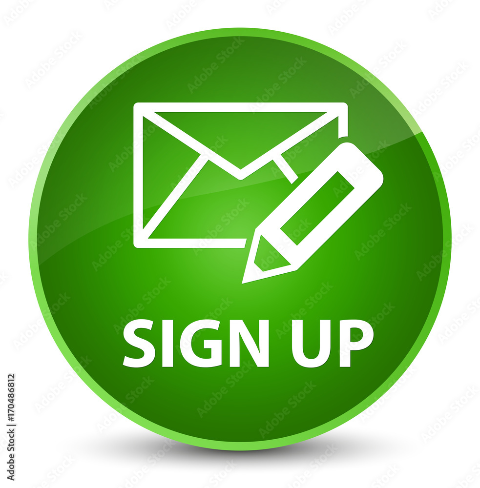 Sign up (edit mail icon) elegant green round button