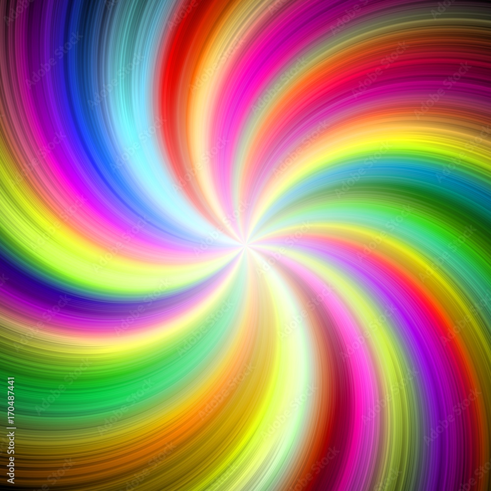 Vivid bright colorful playful abstract carneval wheel radial twirl