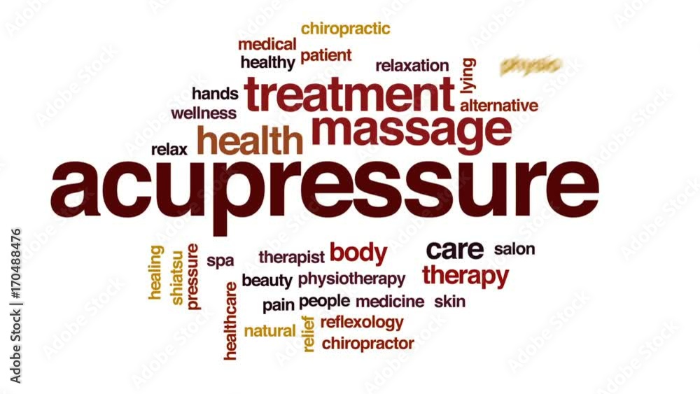 Acupressure animated word cloud, text design animation. Acupressure animated word cloud, text design animation.