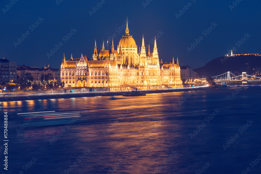 Budapest parliament building night scene Budapest parliament building night scene