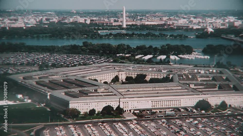 Aerial establishing shot of the Pentagon in Washington, DC. 4K UHD.