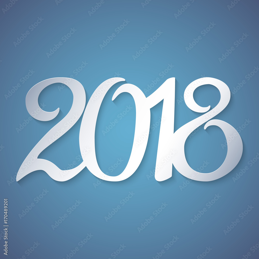 2018 lettering numbers isolated vector, cut out of paper. Template for ...