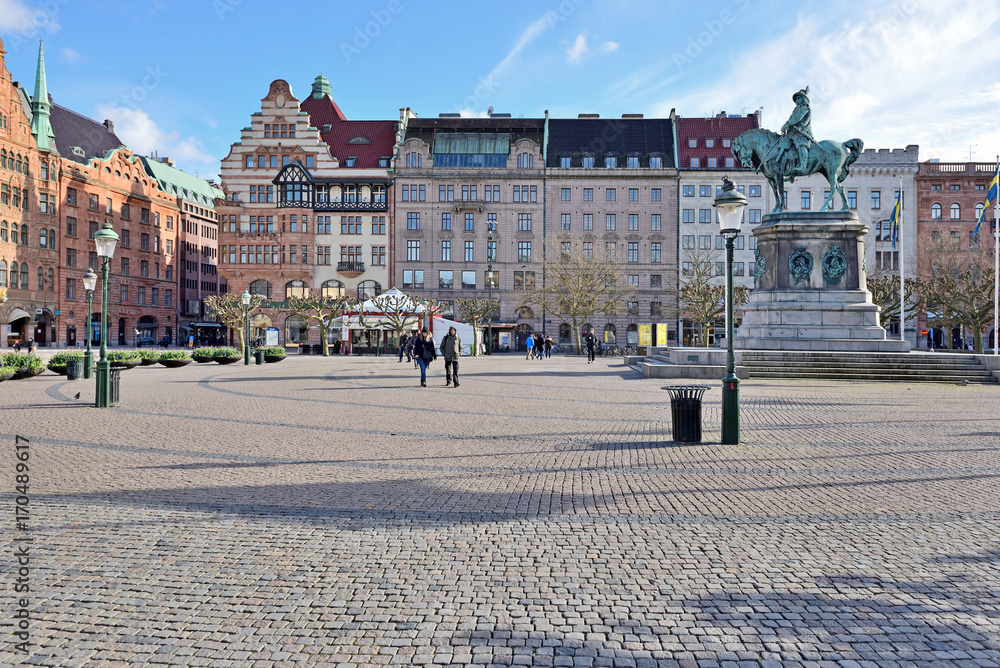 Stortorget - Historic market square in Malmo, Sweden - obrazy, fototapety, plakaty 