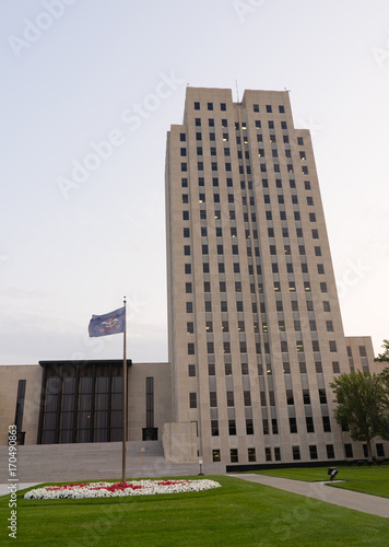 State Flag Flies North Dakota Capital Building Bismarck