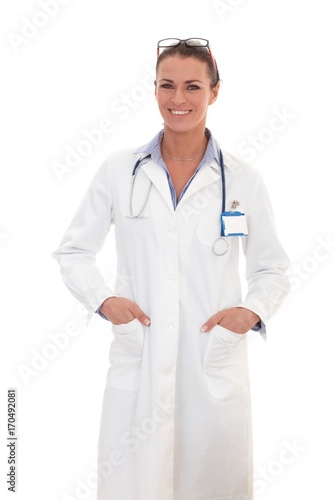 Portrait of happy female doctor