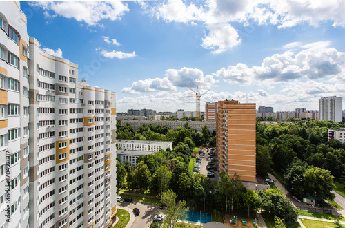 Moscow district Belyaevo. summer aerial view
