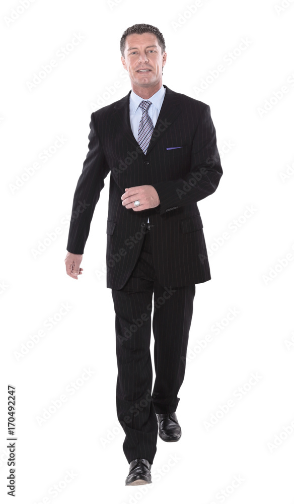 Businessman walking to success isolated on white background Businessman walking to success isolated on white background