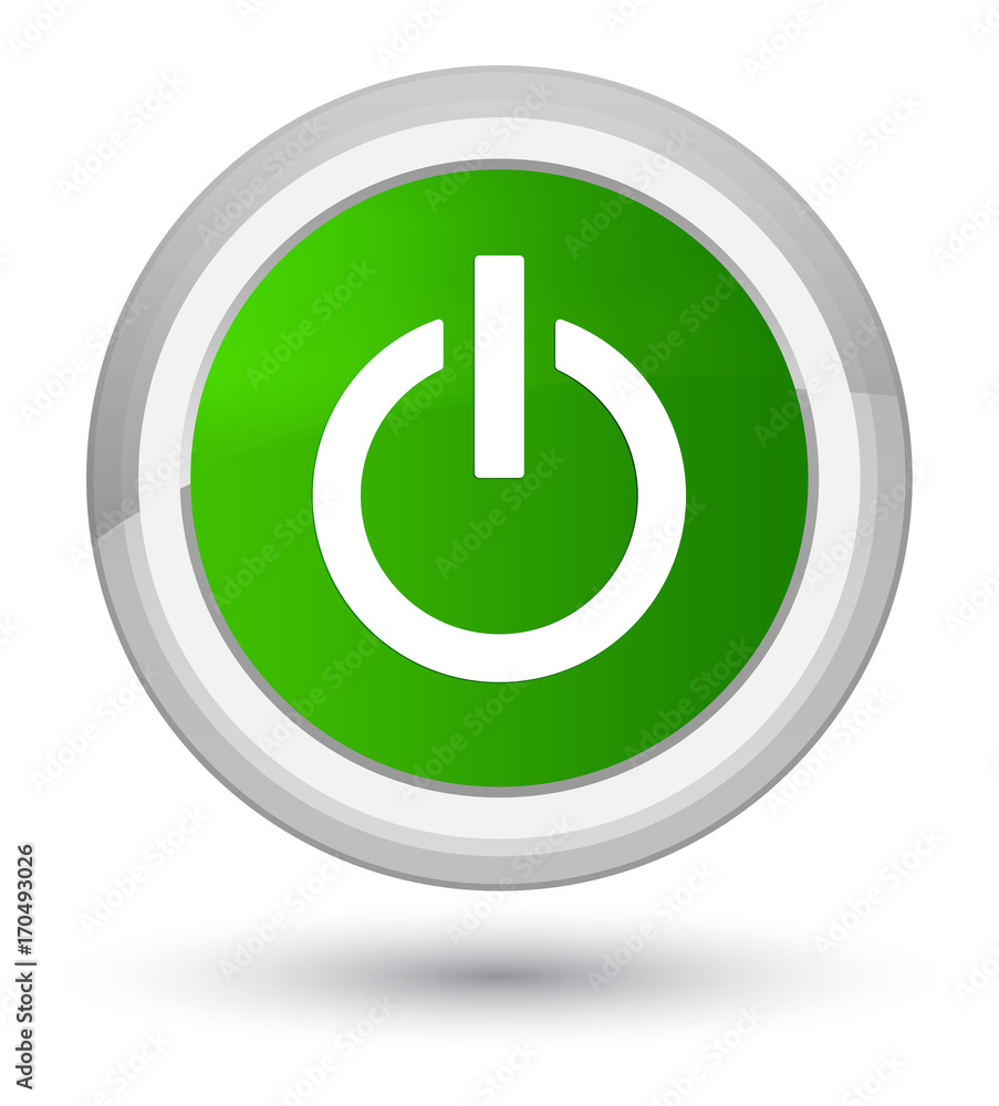 Power icon prime green round button Power icon prime green round button