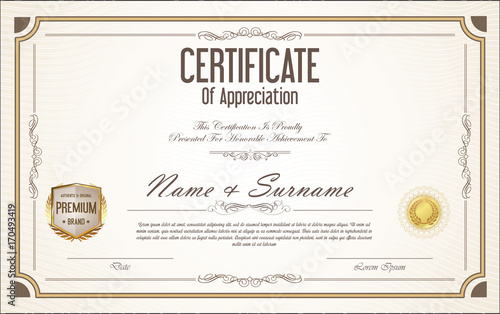 Certificate or diploma retro template