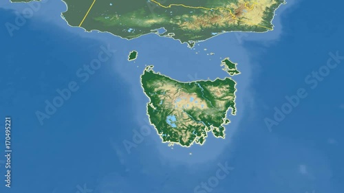 Tasmania - Australia, state extruded. Bumps shaded