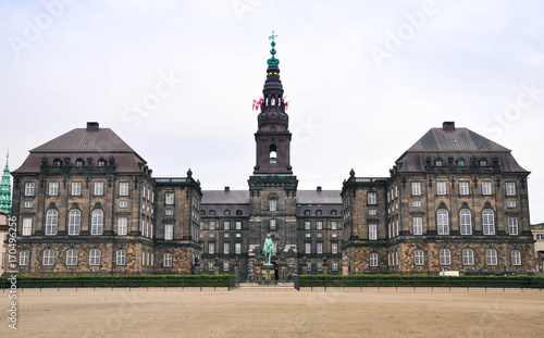 Christianborg palace front view in Copenhagen, Denmark photo