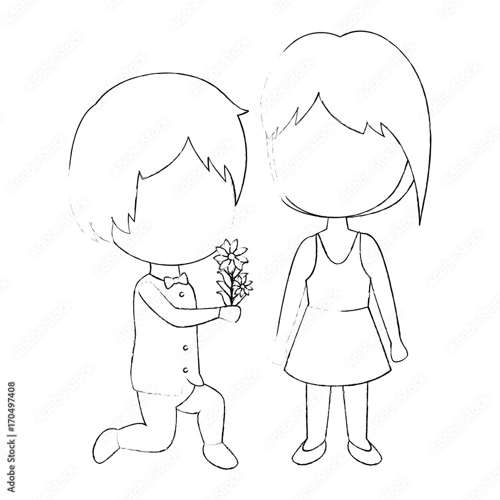 cute couple just married with flowers bouquet vector illustration design cute couple just married with flowers bouquet vector illustration design
