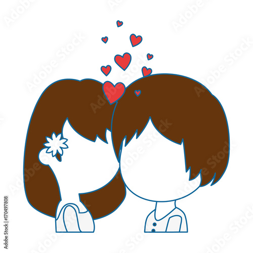 cute couple just married with heart vector illustration design