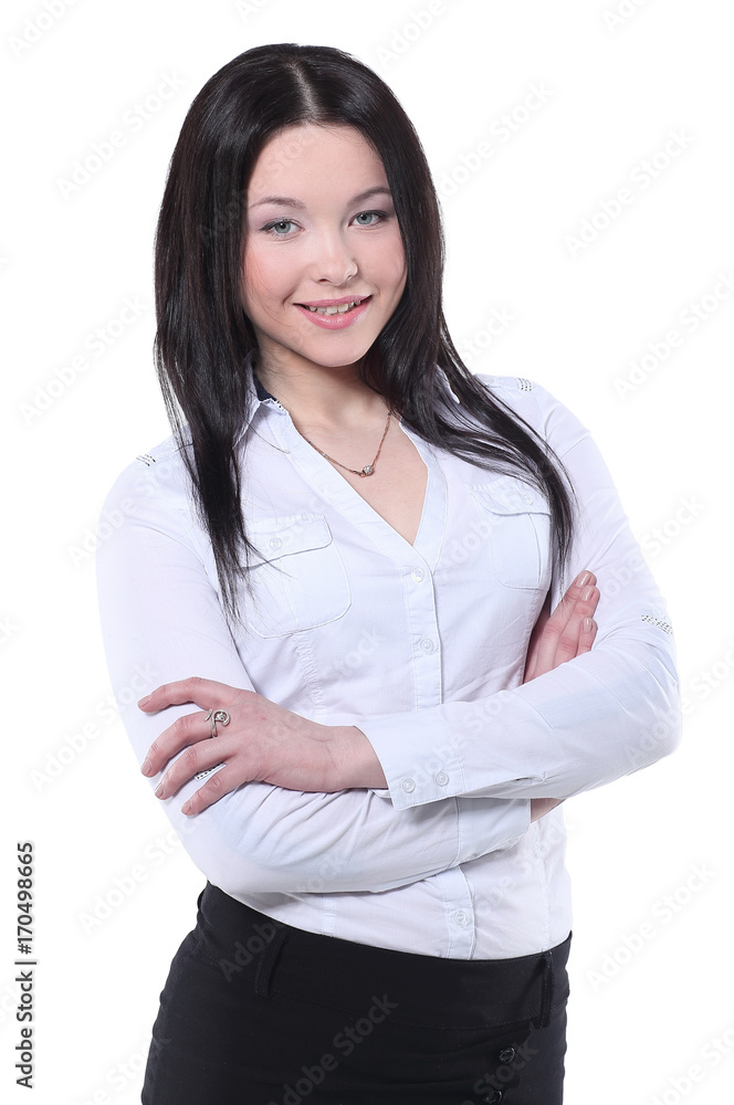Smiling business woman, Isolated on white background Smiling business woman, Isolated on white background