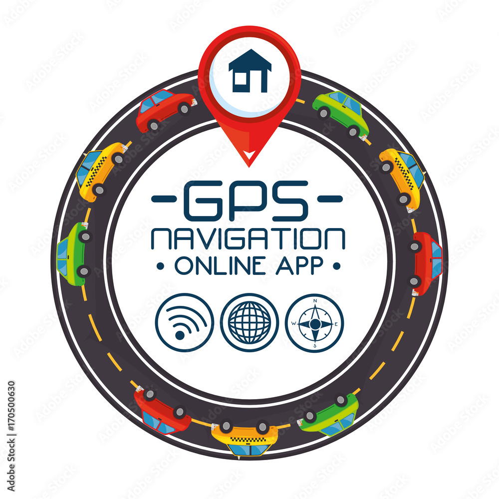 Fototapeta premium gps navigation online application vector illustration graphic design