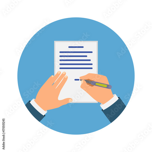 Colored Cartooned Hand Signing Contract