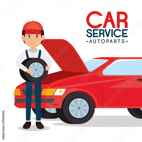 car service autoparts concept vector illustration graphic design
