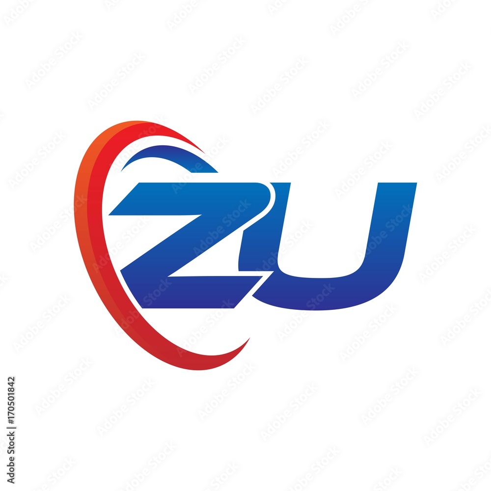 modern dynamic vector initial letters logo zu with circle swoosh red blue modern dynamic vector initial letters logo zu with circle swoosh red blue