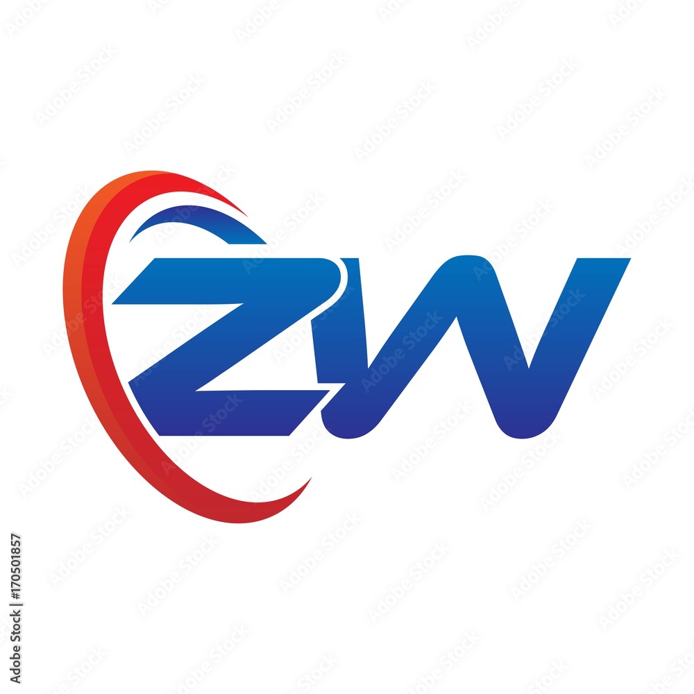 modern dynamic vector initial letters logo zw with circle swoosh red blue modern dynamic vector initial letters logo zw with circle swoosh red blue