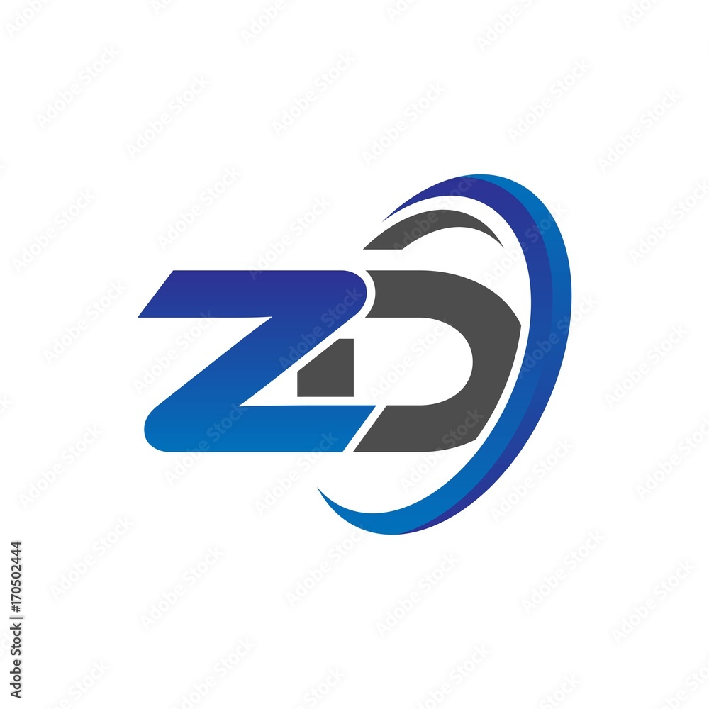 vector initial logo letters zd with circle swoosh blue gray vector initial logo letters zd with circle swoosh blue gray