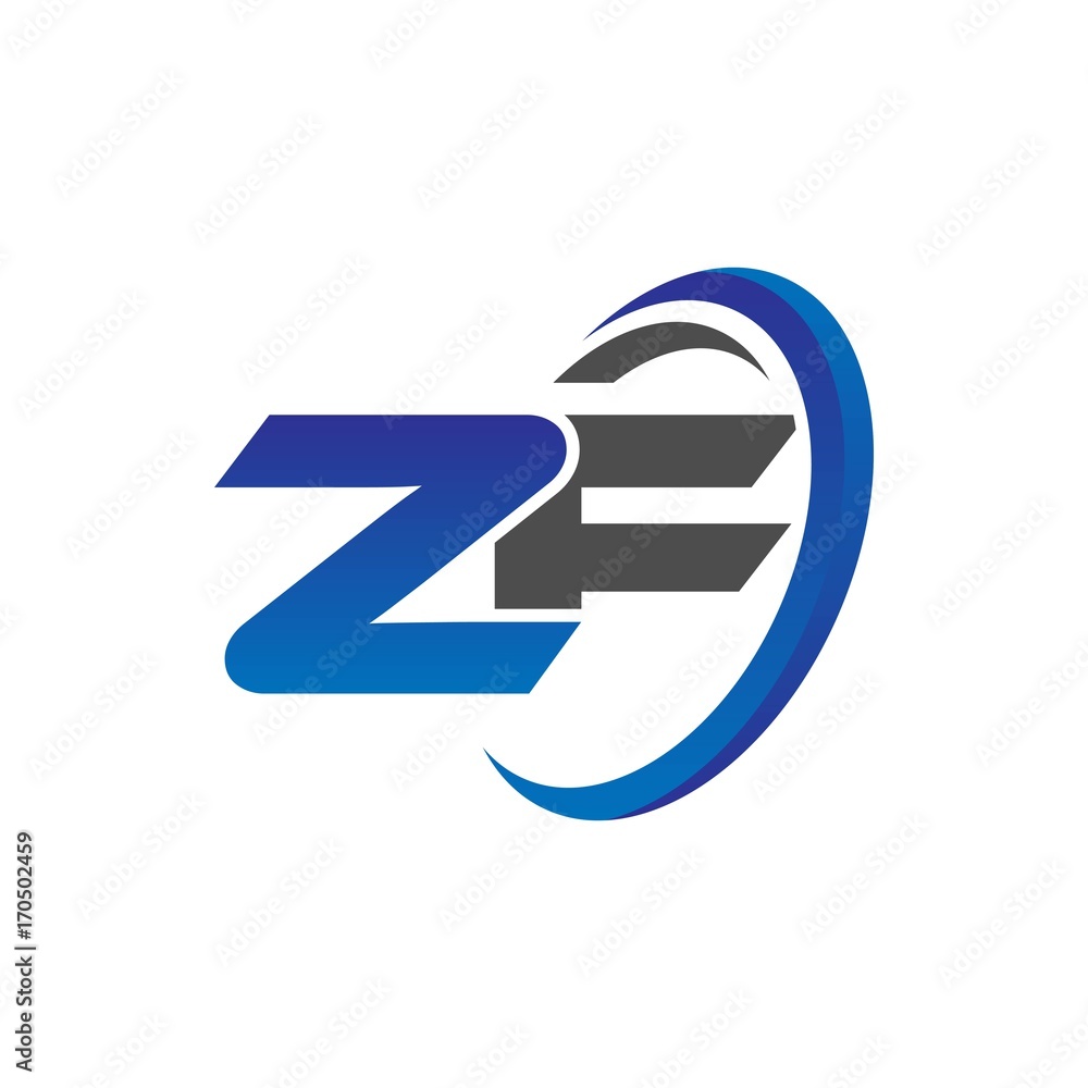 vector initial logo letters zf with circle swoosh blue gray vector initial logo letters zf with circle swoosh blue gray