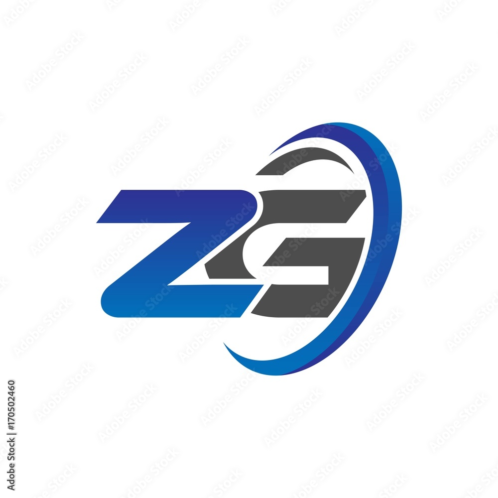vector initial logo letters zg with circle swoosh blue gray vector initial logo letters zg with circle swoosh blue gray