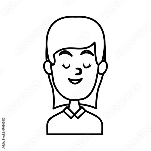 Woman smiling with eyes closed icon vector illustration graphic design