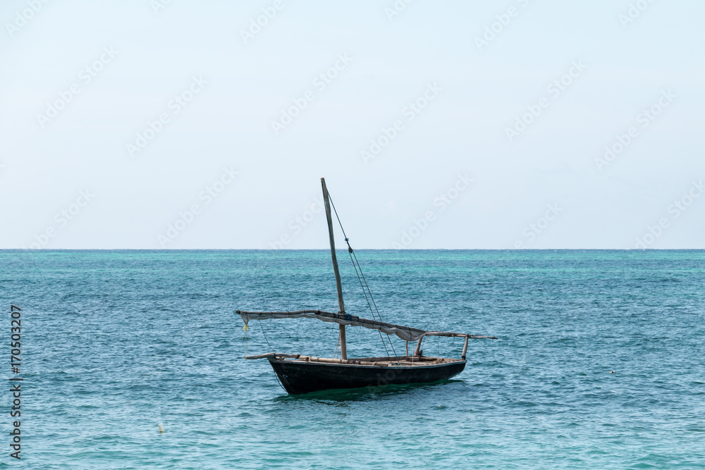 Anchored Dhow in Nungwi, Zanzibar