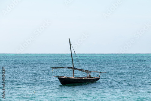 Anchored Dhow in Nungwi  Zanzibar