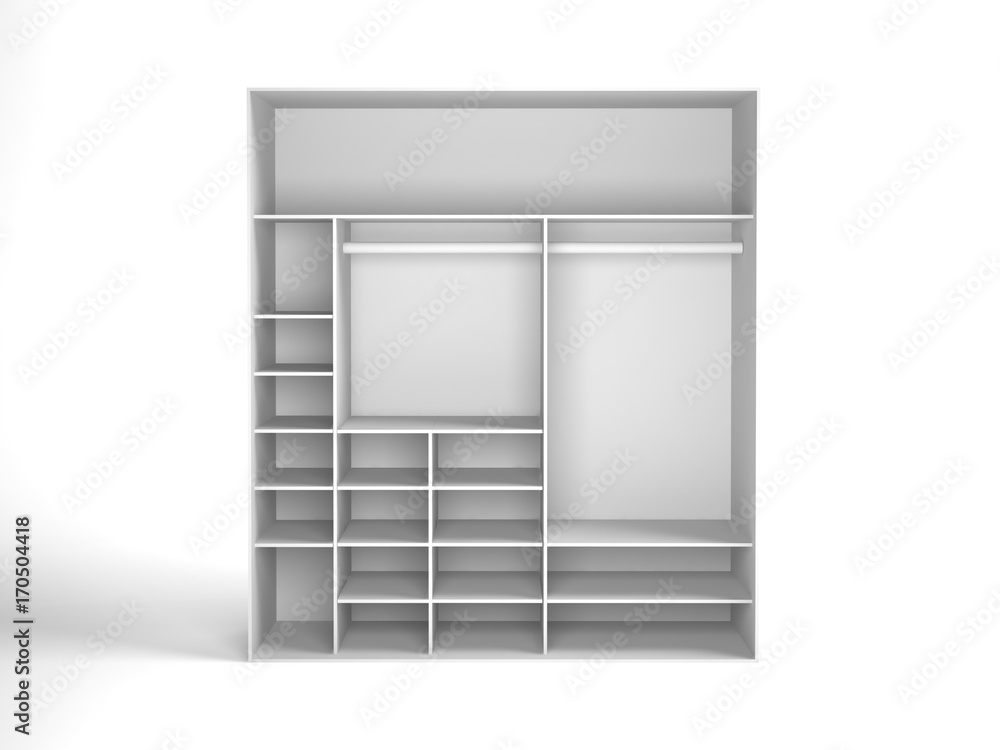 Wardrobe Isolated on White Background, 3D rendering Wardrobe Isolated on White Background, 3D rendering