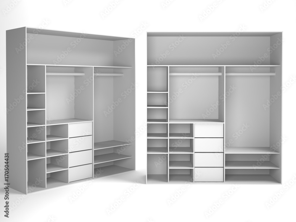 Wardrobe Isolated on White Background, 3D rendering