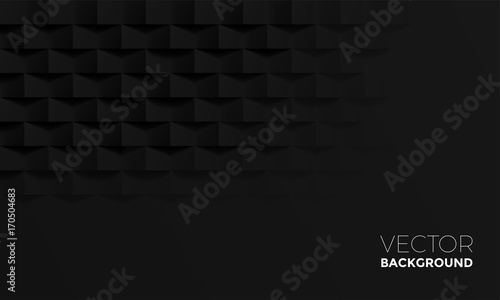 Abstract black background with brick shadow texture. Vector geometric interior design backdrop