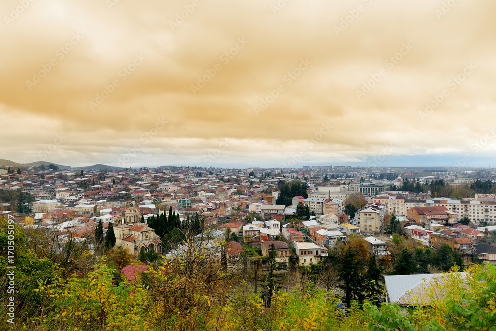 Beautiful view of Kutaisi town from Bagrati Cathedral hill