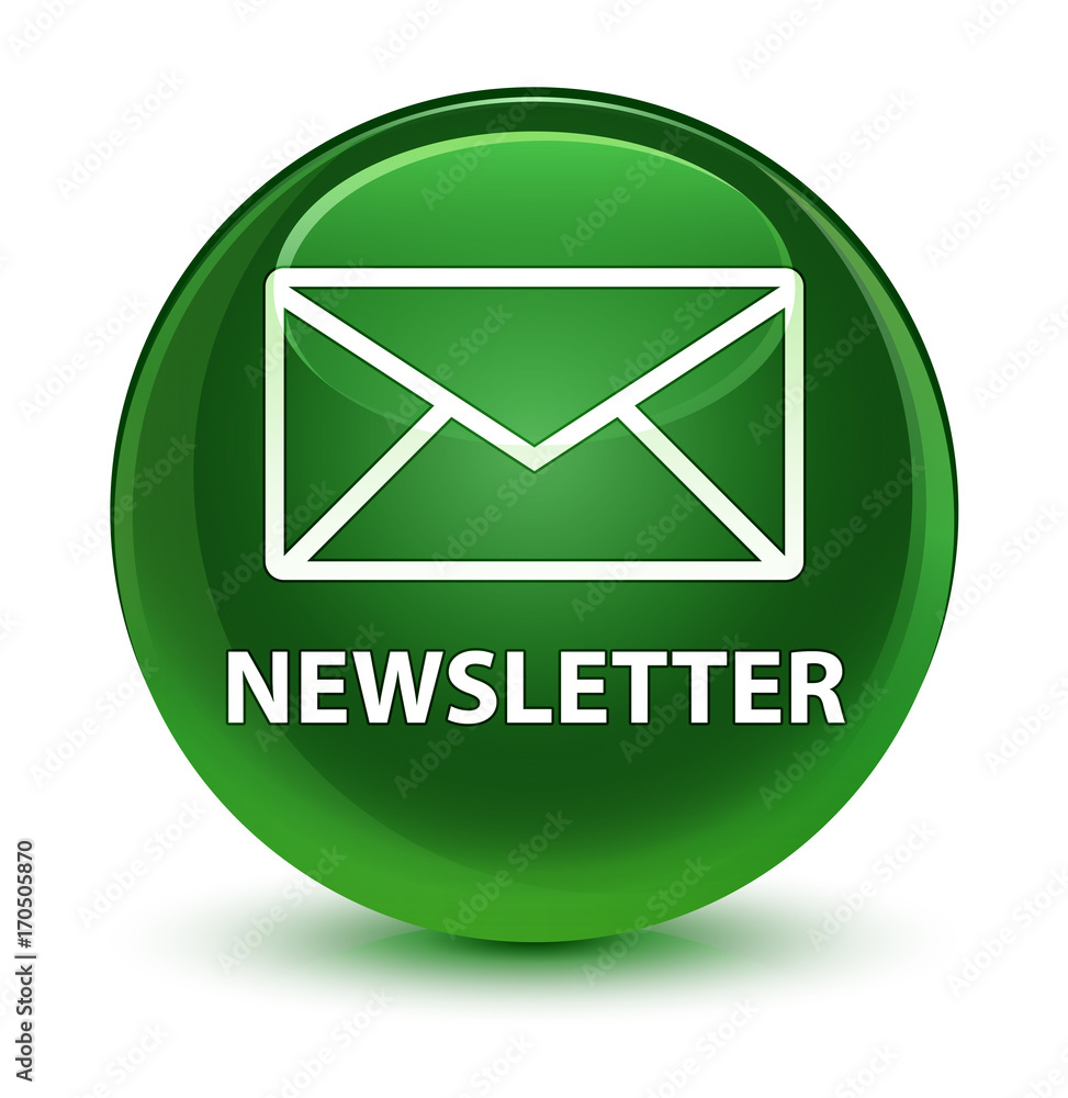 Newsletter glassy soft green round button Newsletter glassy soft green round button
